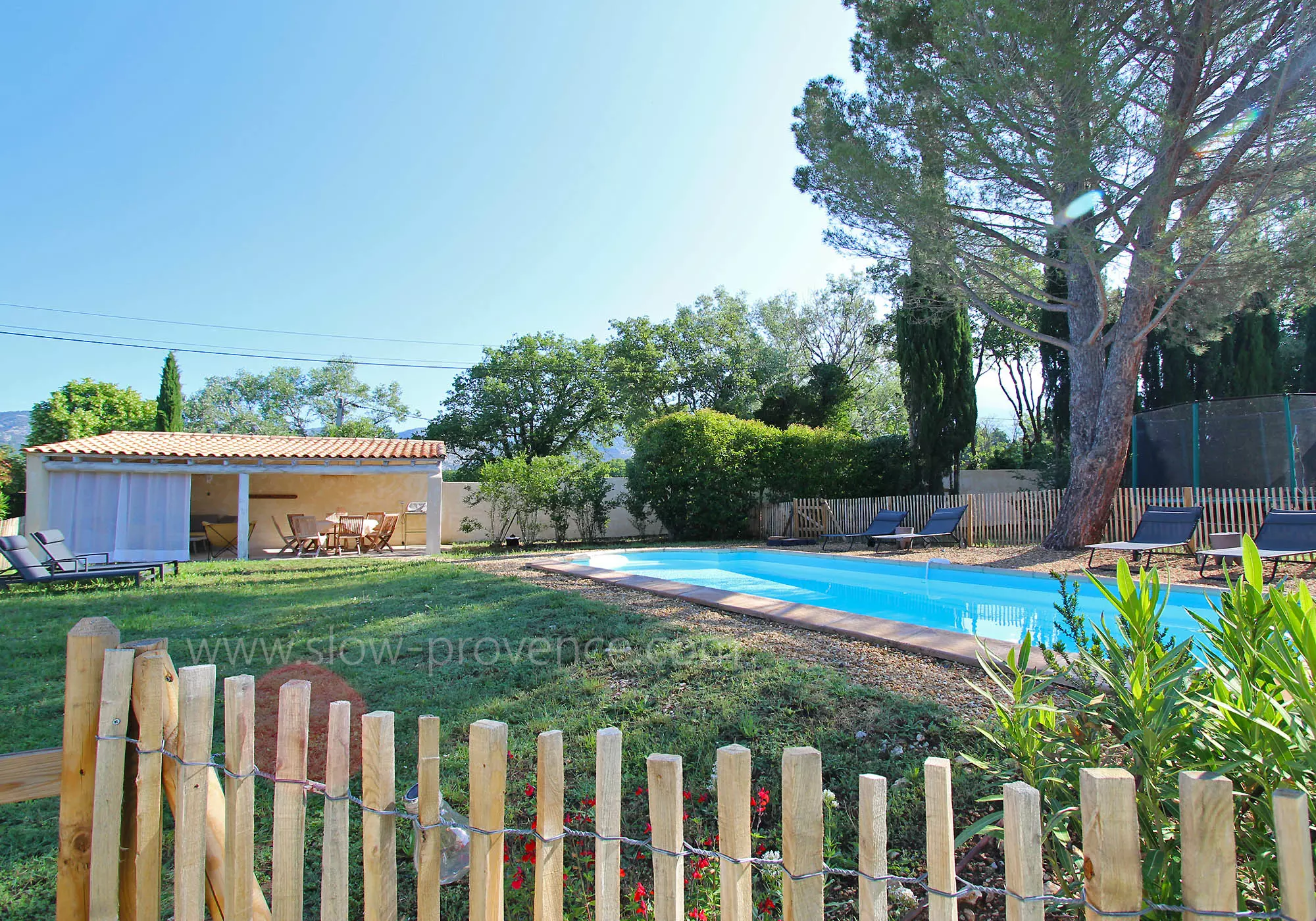 Fenced pool area