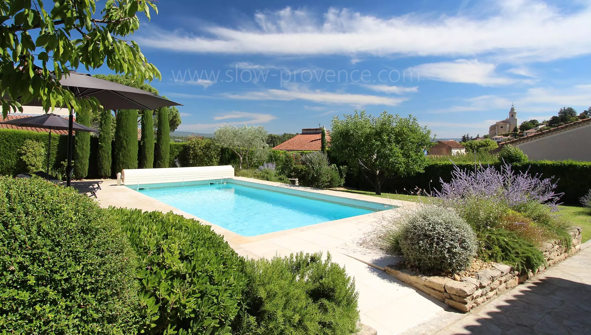 Lovely garden with a village view