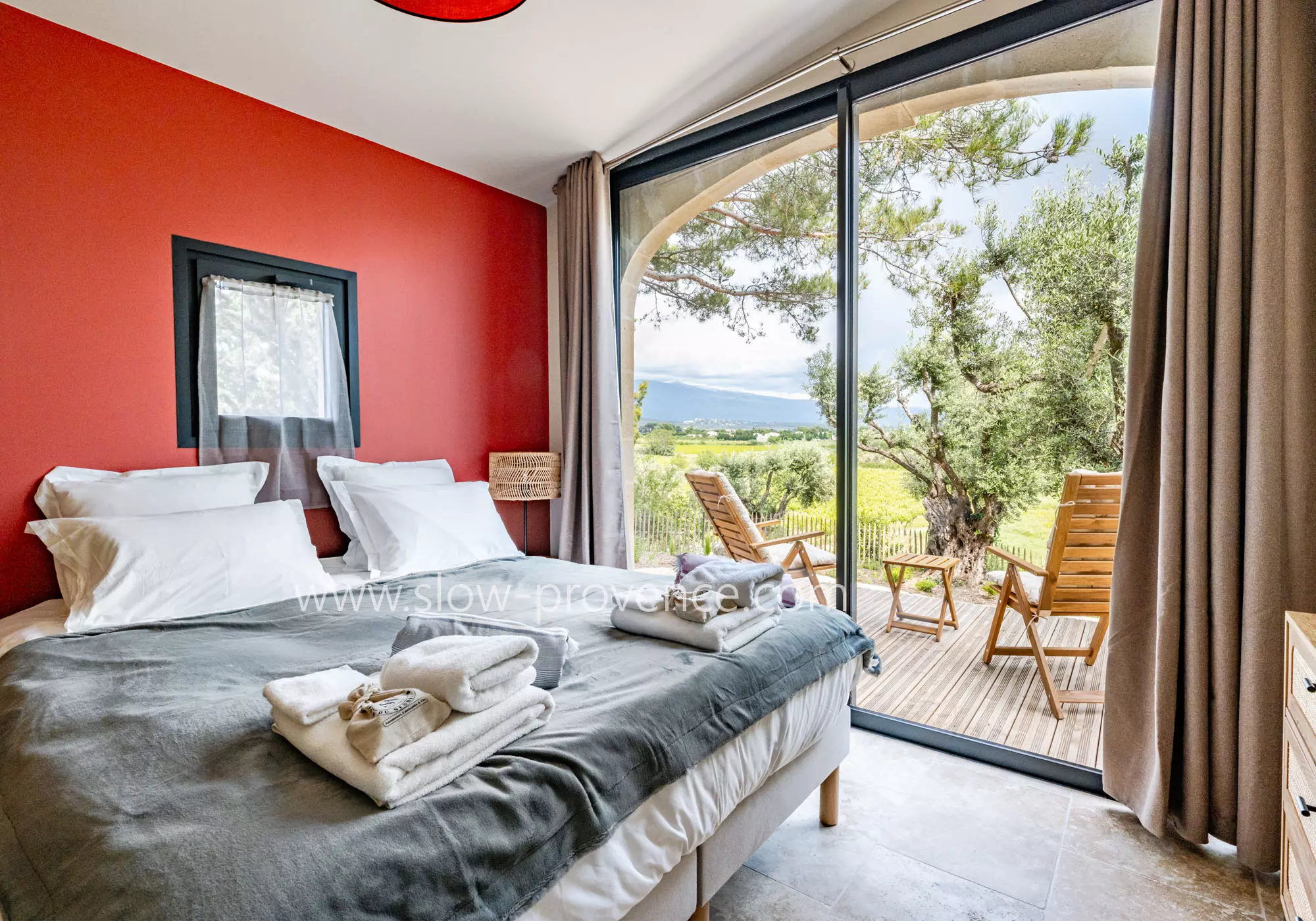 Bedroom 4 with private terrace and Ventoux view