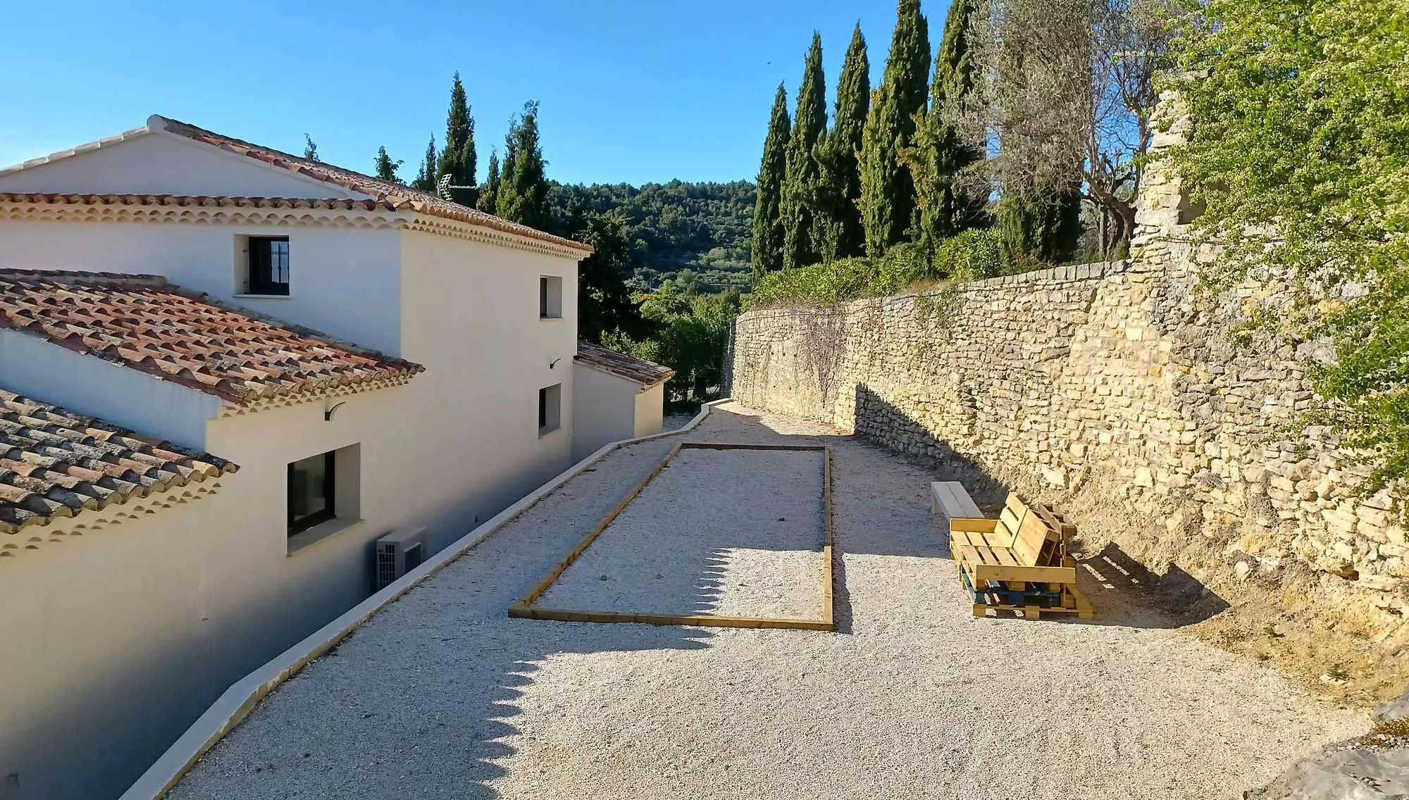 Petanque at the back of the villa