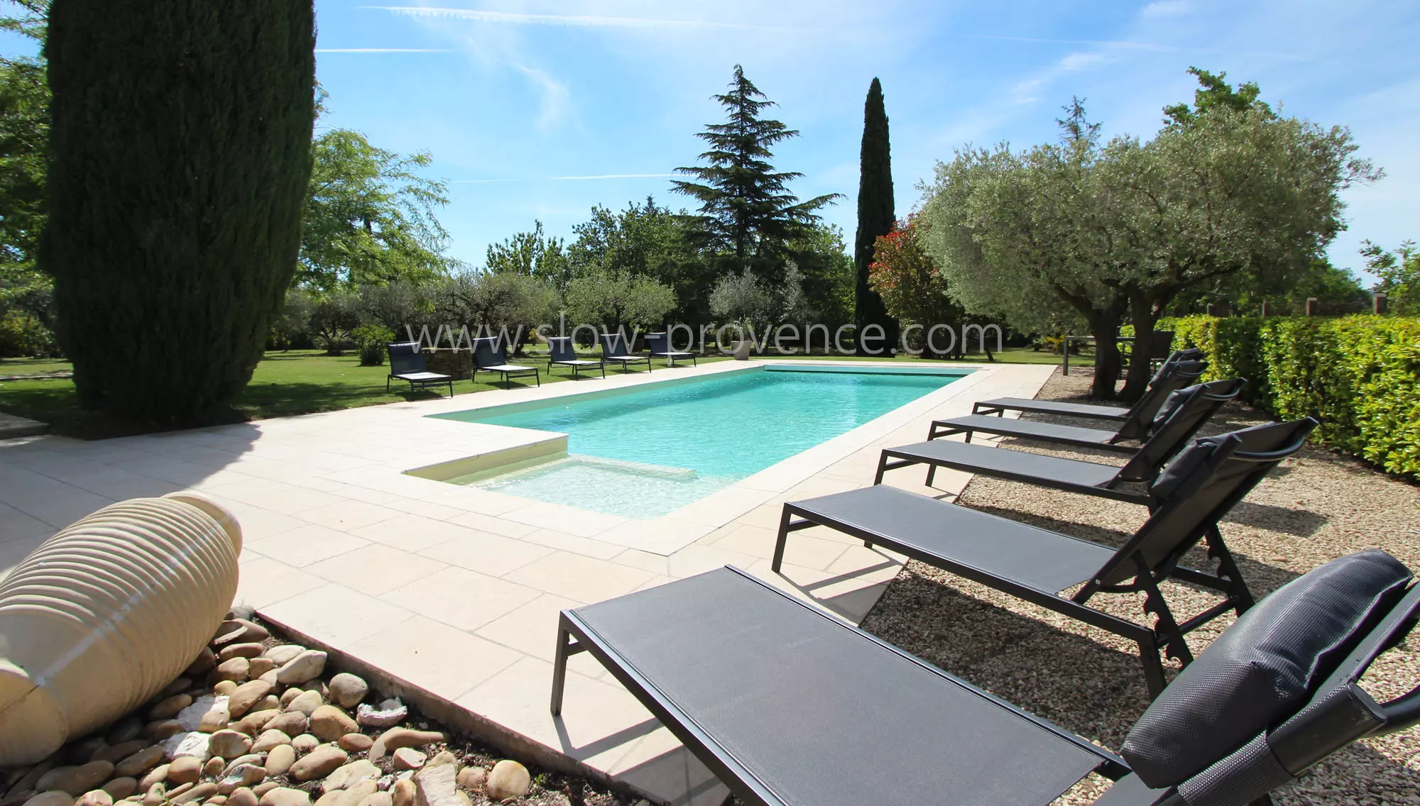 Large pool with paddling pool