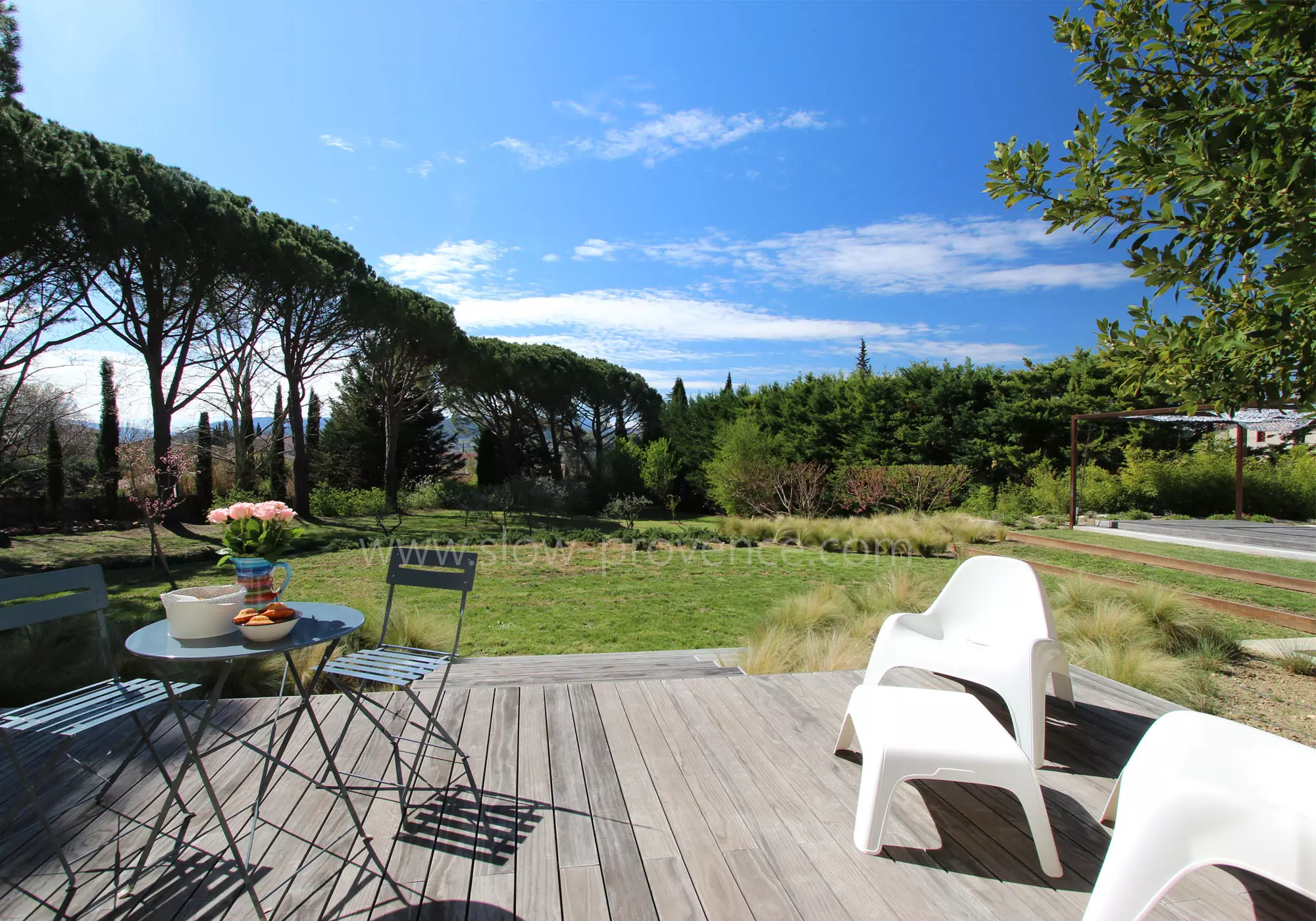 Beautiful garden view from Bedroom 5's terrace