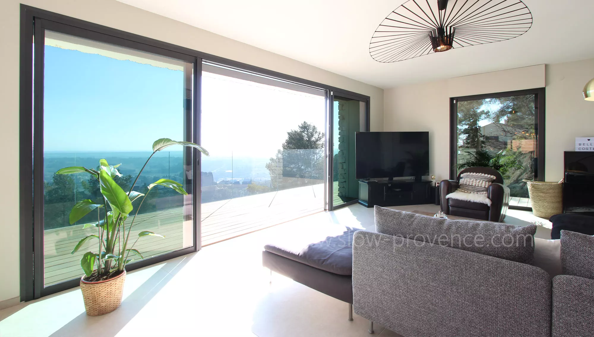 Large bay window overlooking the terrace