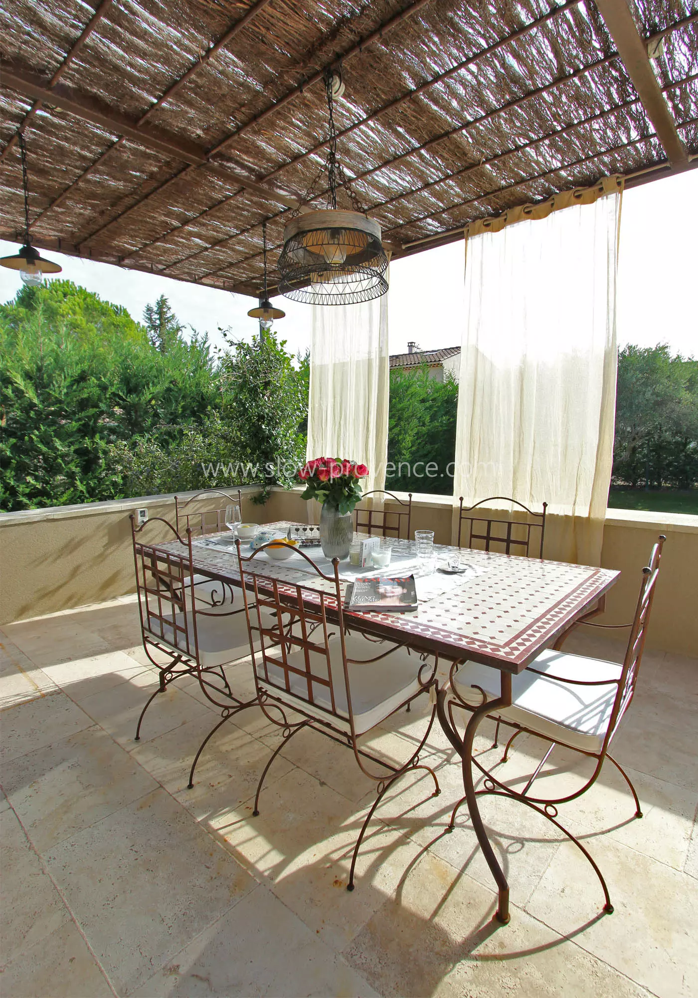 Shaded dining area