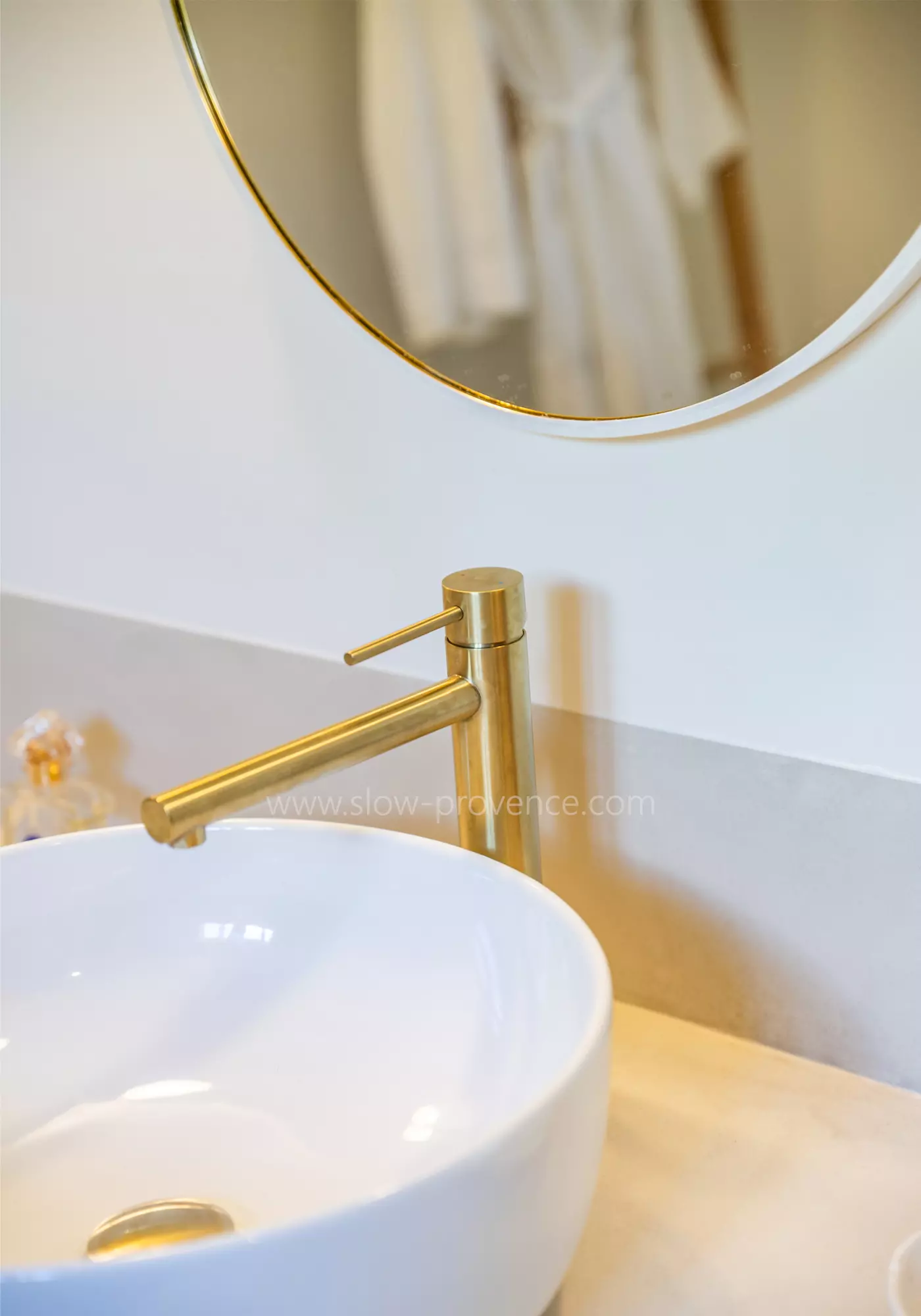 Brushed gold taps