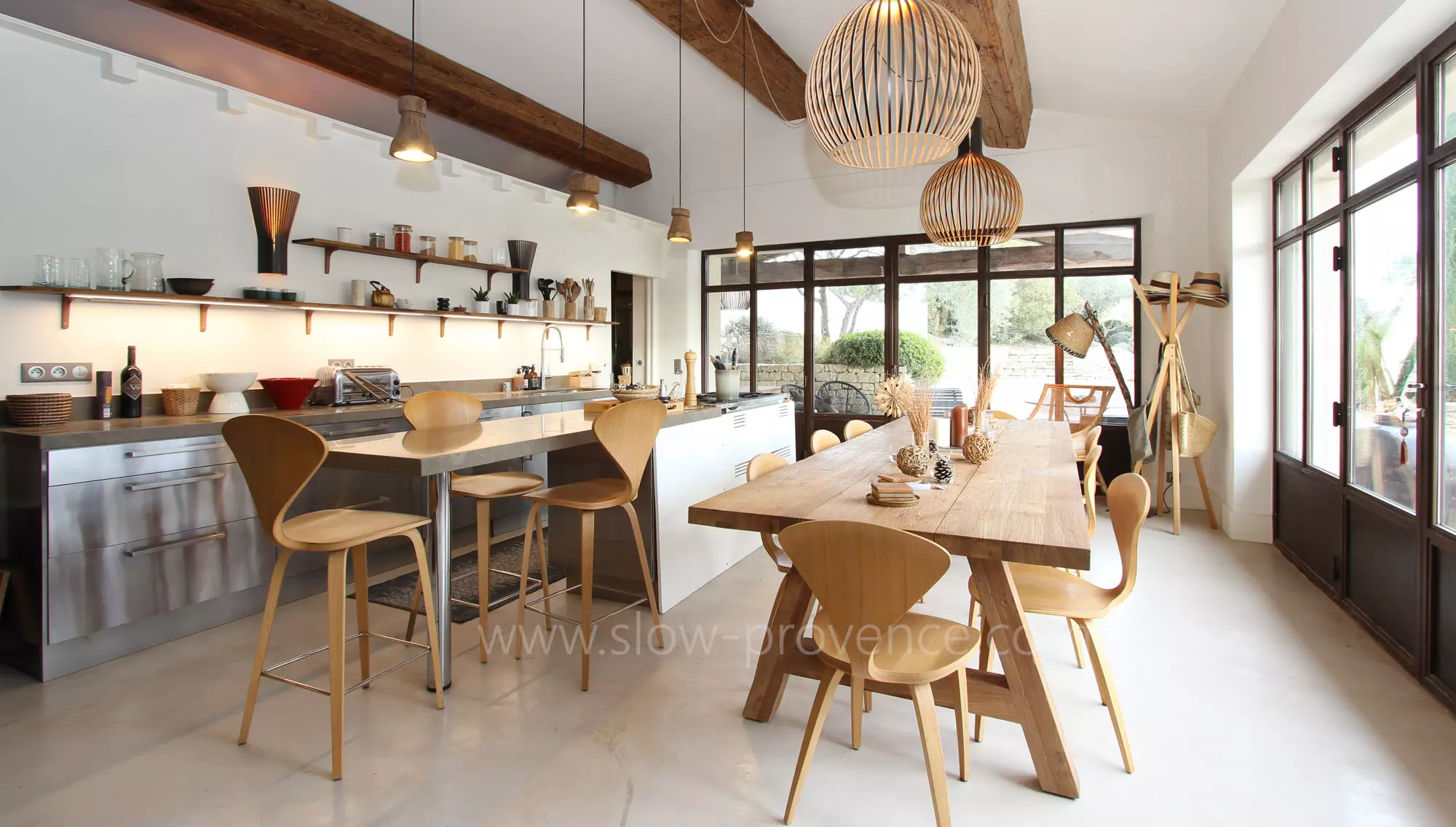 Dining room and kitchen