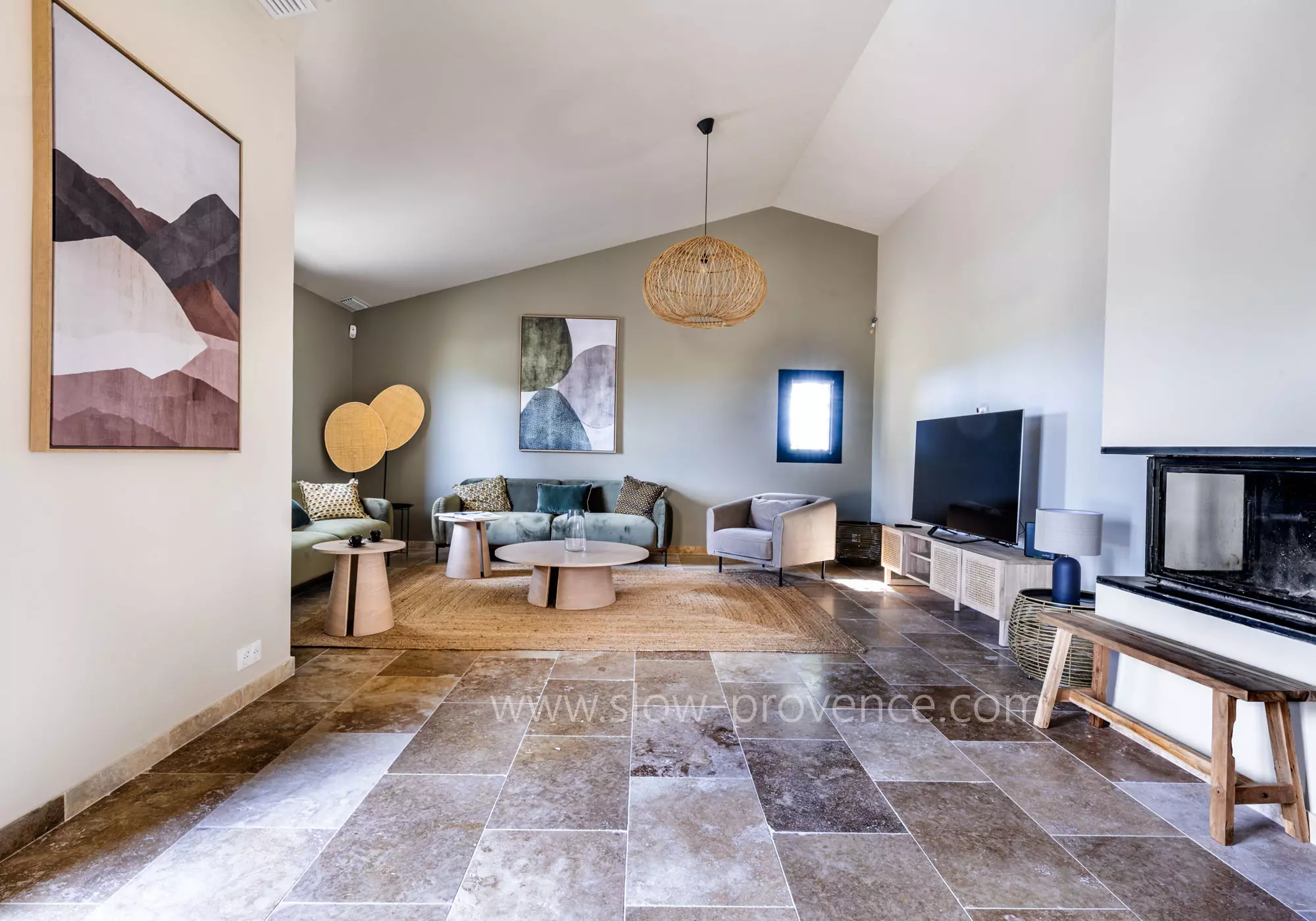 Fire place, double desk and lounge