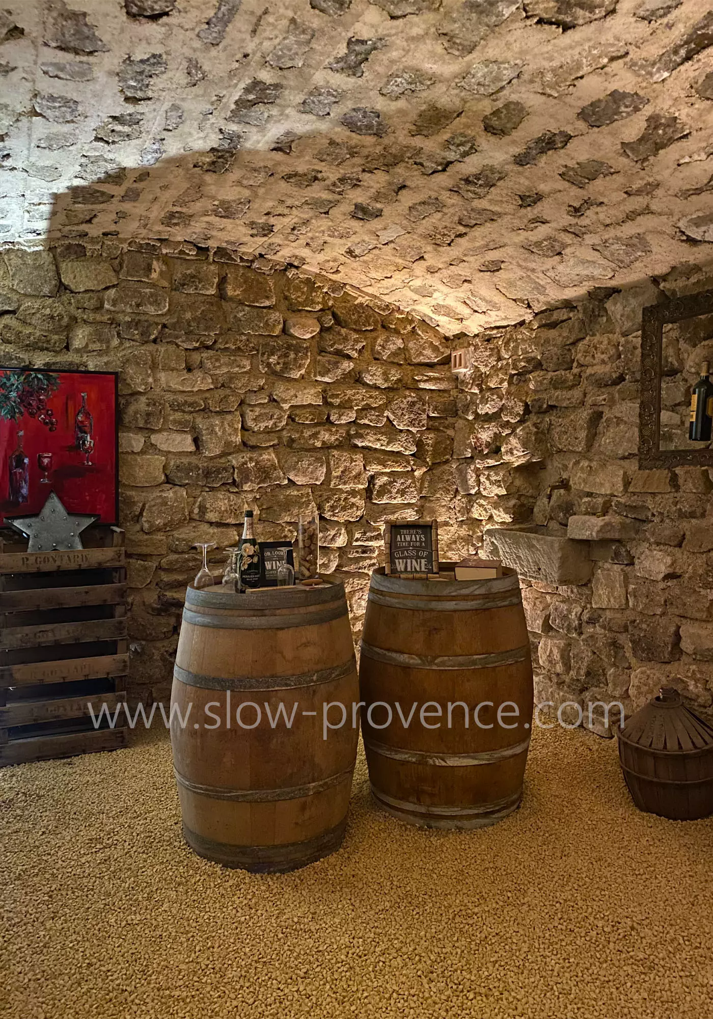 Vaulted stone wine cellar