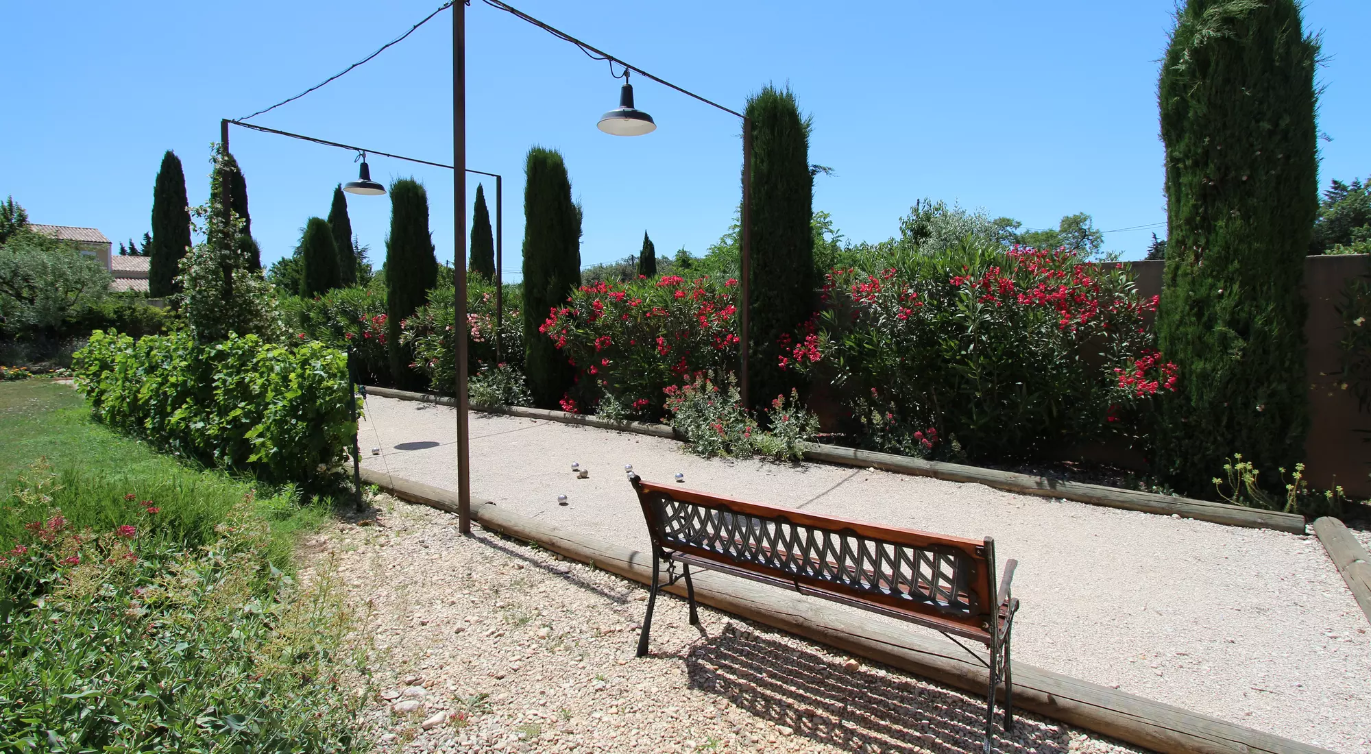 A professional petanque playground with lights!