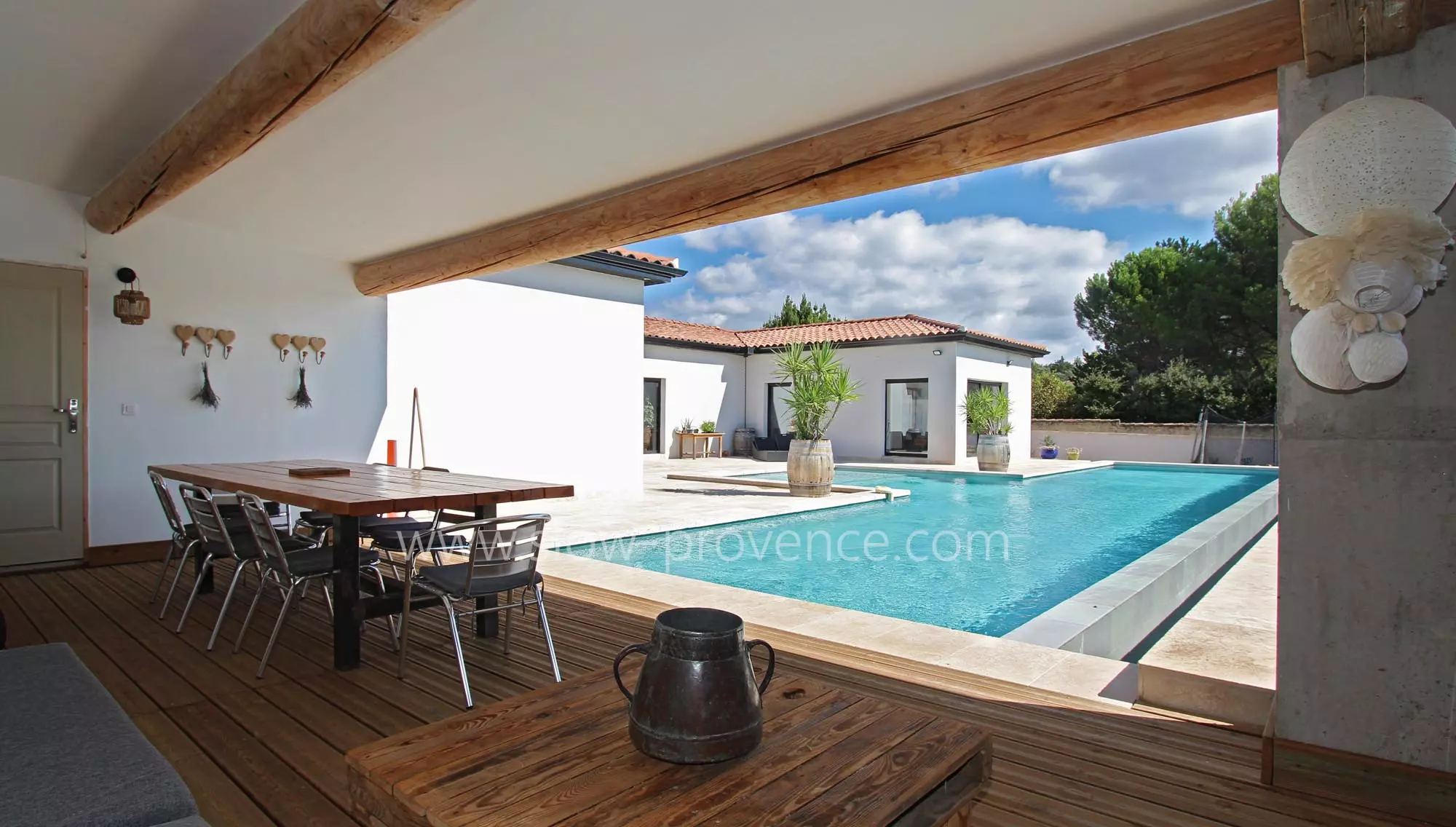 Pool-house with swimming pool view