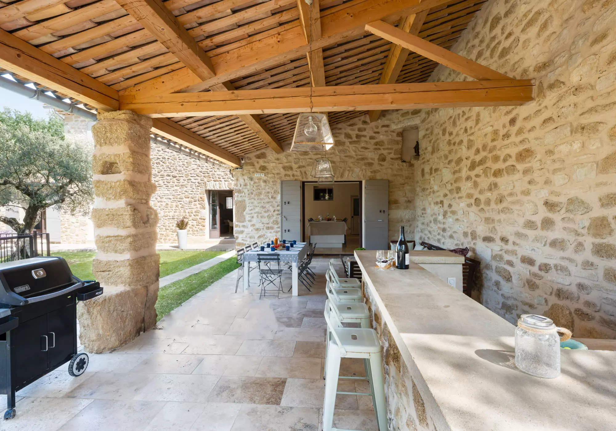 Shaded terrace for outside meals