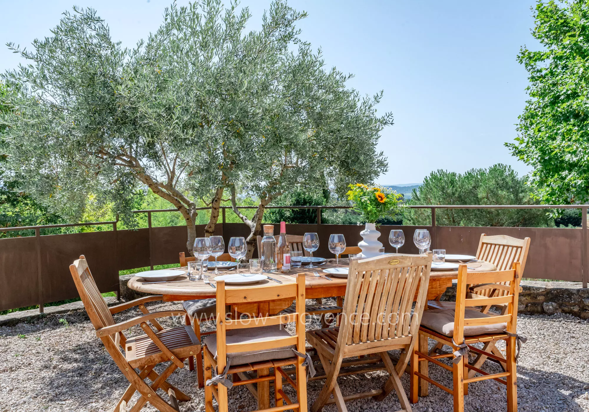 Terrasse avec table en bois