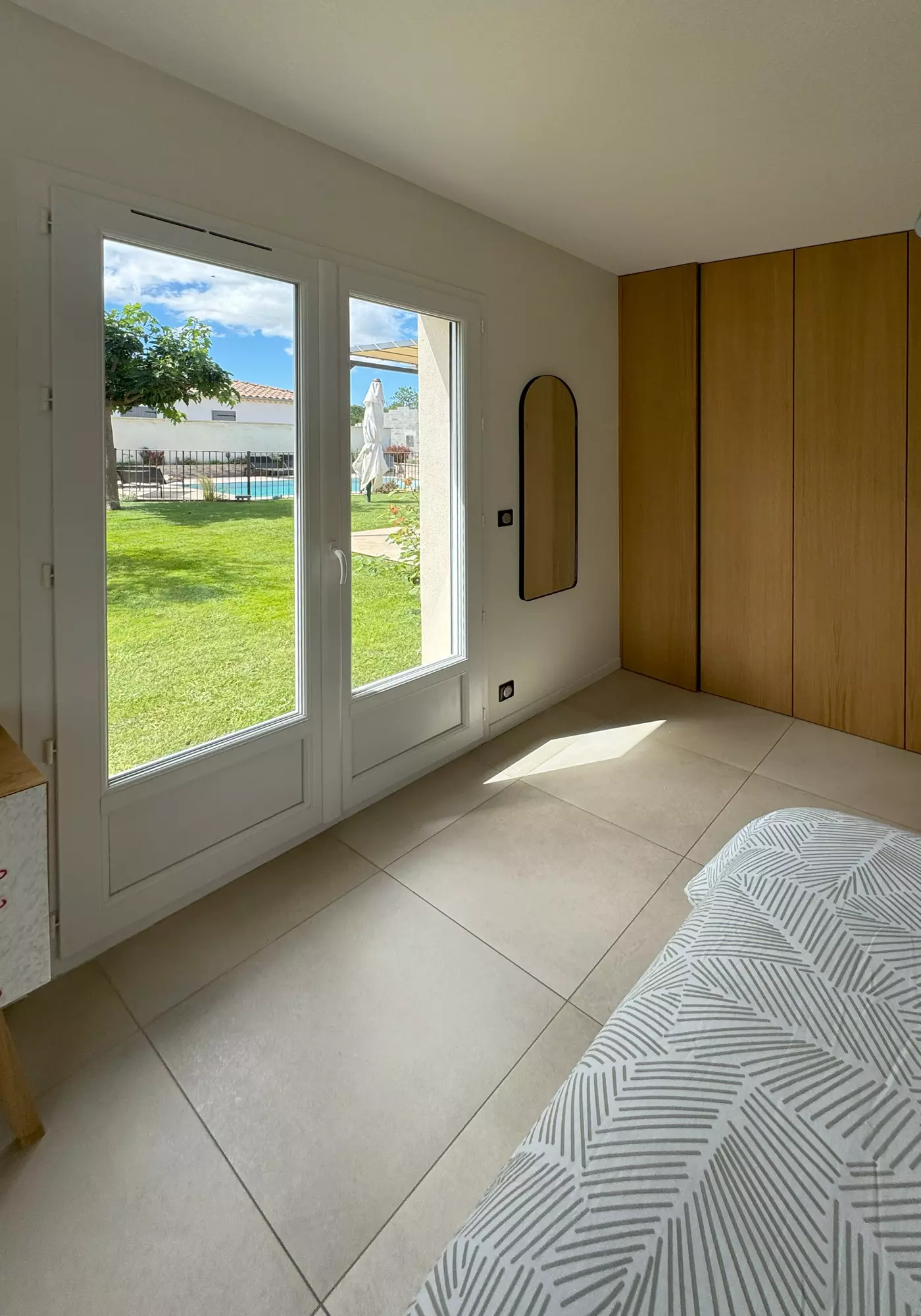 Glass door opening onto the garden